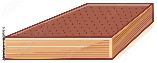 Rectangular layered wafer biscuit with chocolate top cartoon illustration