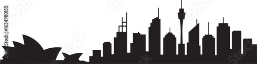 Sydney Cityscape Silhouette Vector Illustration Australian Landmark Architecture Design
