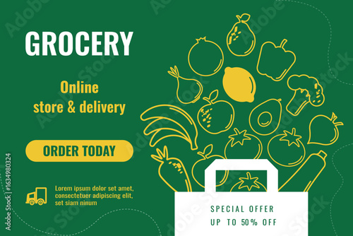 Organic Grocery shopping concept