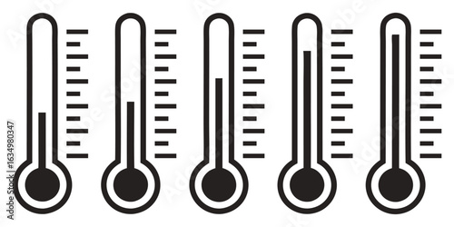 Temperature Symbol Set .Three vector thermometer showing the temperature . 
