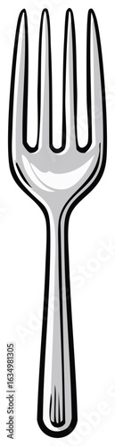 Stylized Drawing of a Four Tined Metal Eating Utensil