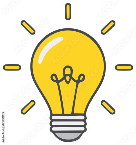 Cartoon illustration of a glowing lightbulb icon representing ideas and innovation