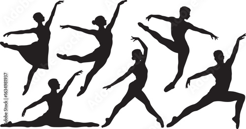 Elegant Ballerina Silhouette Collection Graceful Dance Poses for Ballet Performances and Artistic Designs