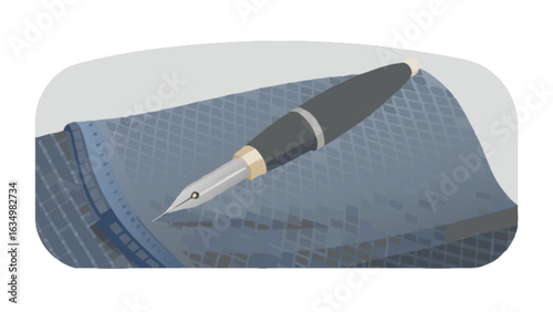 Elegant fountain pen writing instrument on textured surface for calligraphy and artistic expression design
