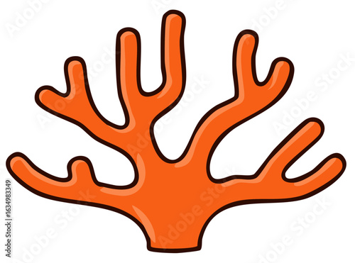 Bright Orange Branching Coral Sea Creature Illustration