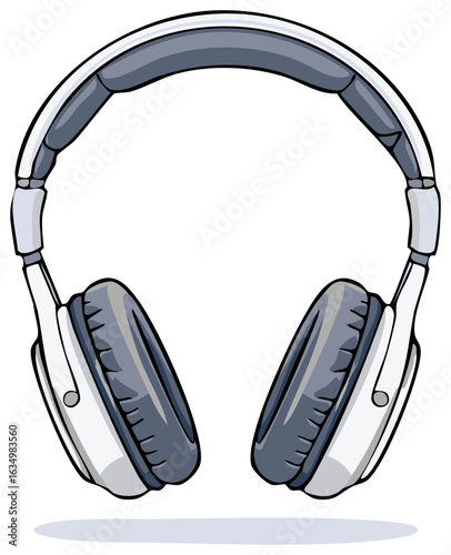 Illustration of Modern White Headphones for Music Listening