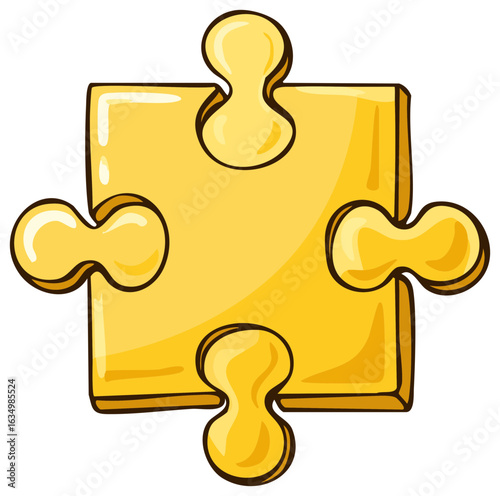 Shiny golden puzzle piece representing connection completion and strategic thinking