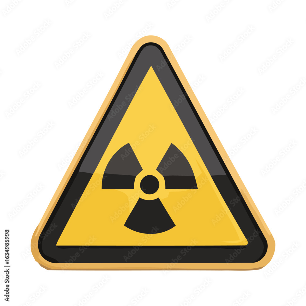 Yellow triangle radiation warning symbol with black border Yellow triangle radiation warning symbol with black border
