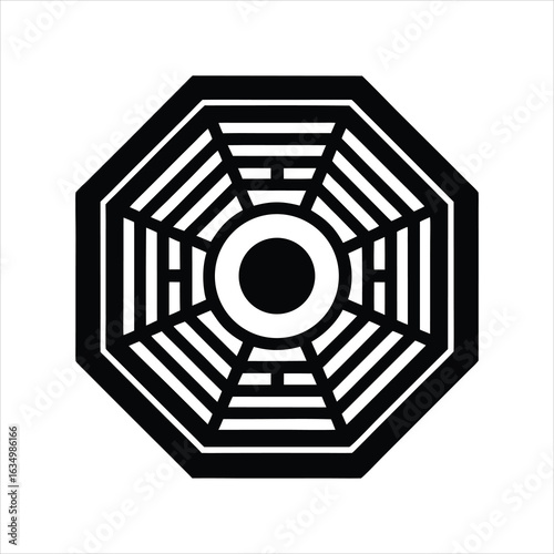Taoist Bagua Emblem Black Silhouette Vector