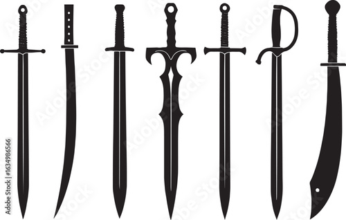 Ancient Sword Silhouette Vector Set