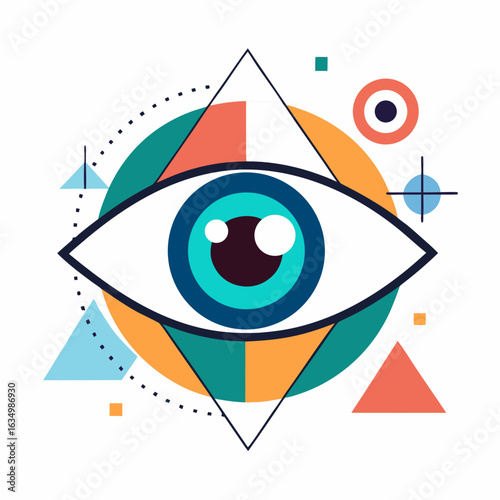 Abstract Eye Chart Vector with Geometric Shapes for Vision Testing