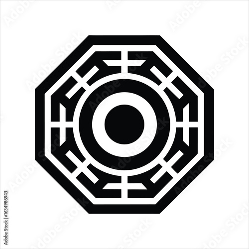 Bagua Taoist Symbol Silhouette Vector