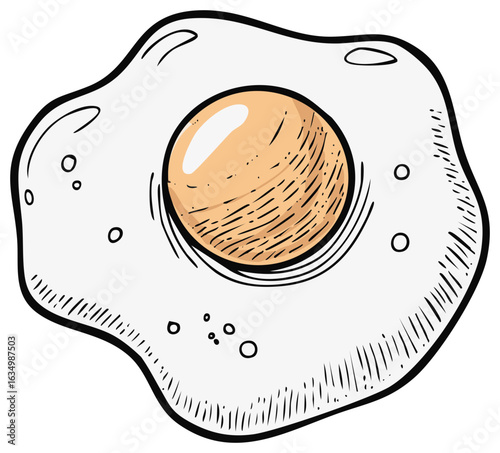  Sunny Side Up Egg Food Illustration Breakfast Fry Concept Cartoon Style Visual Graphic