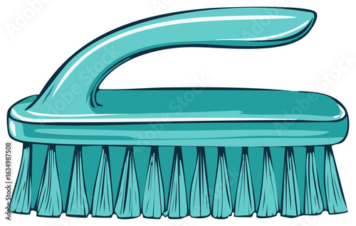 Blue Scrub Brush Illustration for Cleaning Tasks and Household Chores