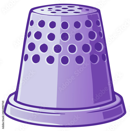 Vector illustration of a purple sewing thimble for needlework and crafts