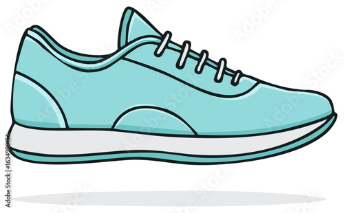 Aqua Blue Sport Shoe with White Laces and Sole