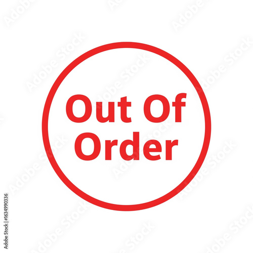 Free Download Vector icon of a round red Out Of Order sign, a button for a web design business - GFXLoad