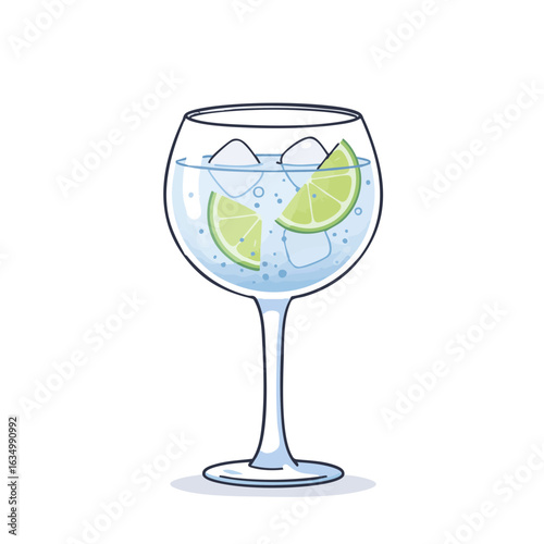 Vector illustration of gin and tonic glass elegant style on white background