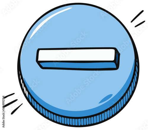 Cartoon Style Round Minus Sign Symbol Illustration with White Rectangular Negative Shape