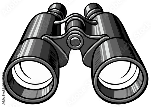 Vintage Binoculars illustration, classic design, for exploration and observation