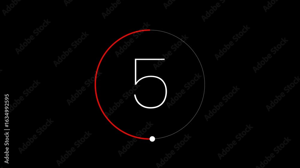 Minimal 10 Seconds Countdown Digital Circle Animation on Transparent ...