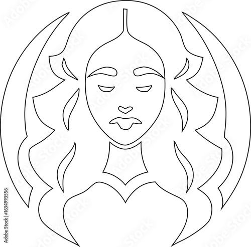 Luxury woman face outline vector logo in line art style, great for cosmetics, wellness spas, and fashion industry branding.

