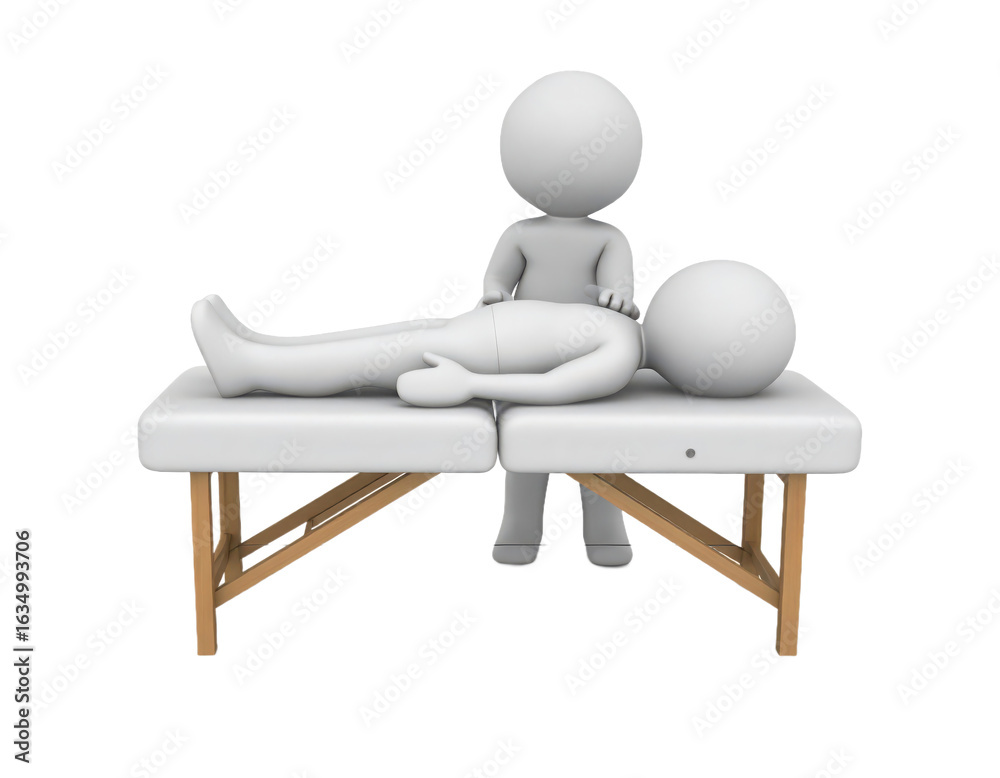Fototapeta premium 3d illustration of a therapist massaging a patient lying on a table