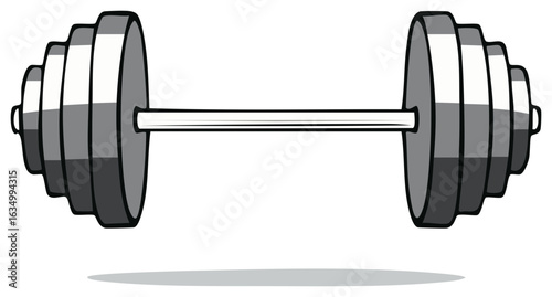 Cartoon illustration of barbell for exercise and weightlifting isolated