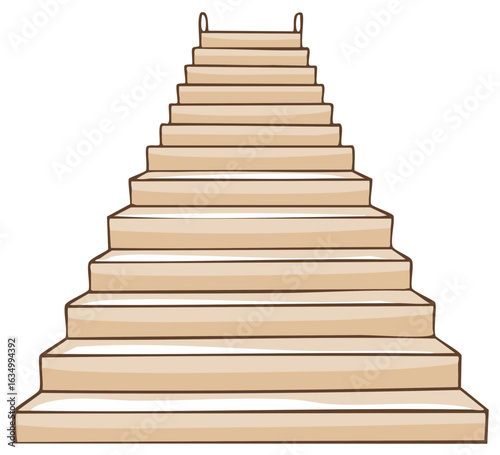 Simple cartoon light brown steps ascending upwards progress concept