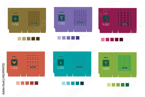 Editable Saudi National Day 2025-2026 paper bag design with patriotic motifs, flag colors And Arabic calligraphy. Perfect for gifts & events. Non English Translate Is : Our glory is in our vision.