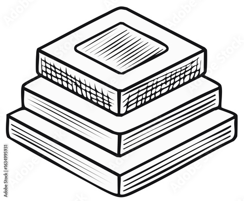 Stacked Books Isometric Illustration Education Knowledge Reading Learning Library Resources Outline