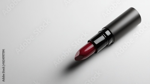 Elegant red lipstick close up on white backdrop for beauty and cosmetics mockups
