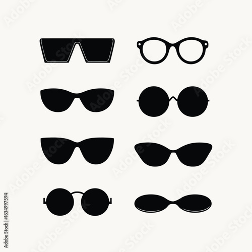 Vector illustration of a collection of various fashionable sunglasses offering eye protection and a stylish look for any occasion