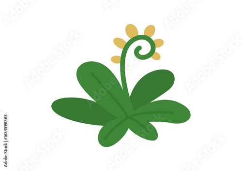 Childrens cartoon fern. Prehistoric jungle plant. Tropical exotic plant. Vector illustration.