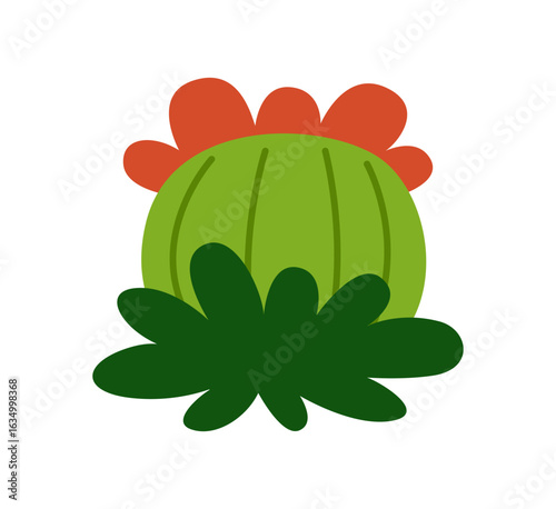 Childrens prehistoric plant. Tropical exotic plant. Fancy fat flower. Vector illustration.