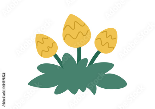 Childrens prehistoric plant. Tropical exotic plant. Unusual flowers of the Jurassic jungle. Vector illustration .