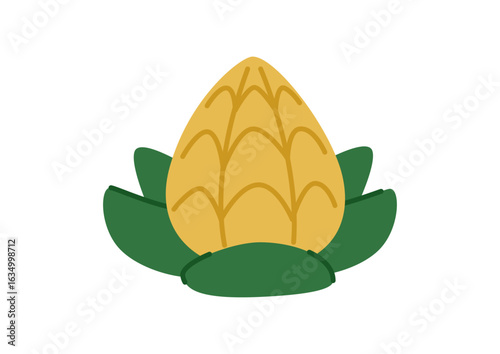 Childrens prehistoric plant. Tropical exotic plant. Fancy fat flower. Vector illustration.