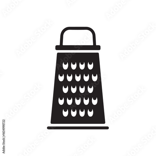 Black kitchen grater silhouette with handle and grating holes utensil food