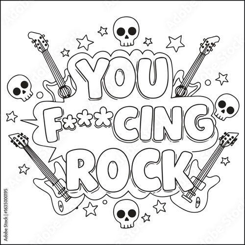Cute swear word. Bold and easy coloring pages for adults