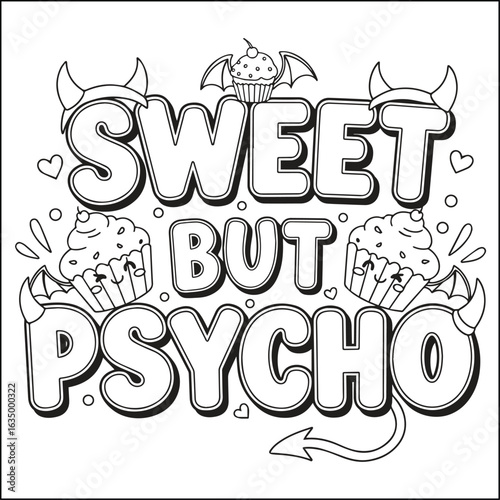 Cute swear word. Bold and easy coloring pages for adults