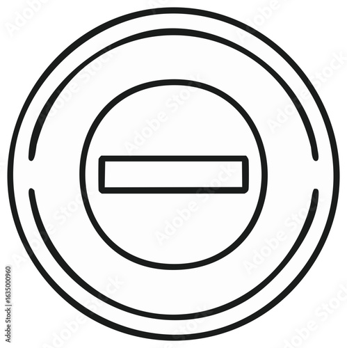 Black and white line art icon of a minus sign within a circle symbolizing removal reduction or deletion