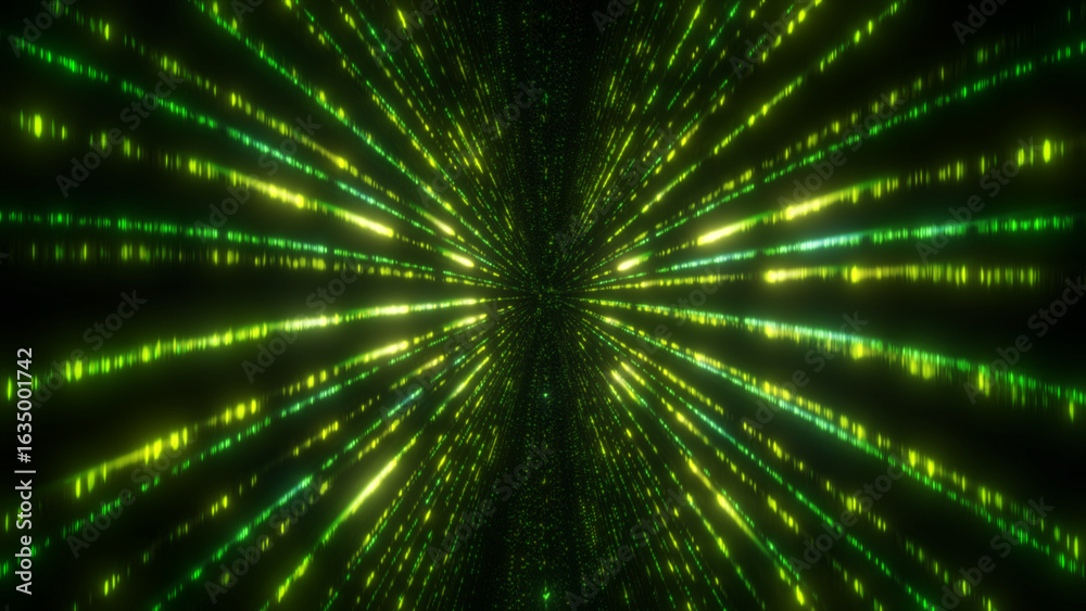 Fototapeta premium Green glowing neon lines abstract tech futuristic motion background. Seamless video animation 4K for party background