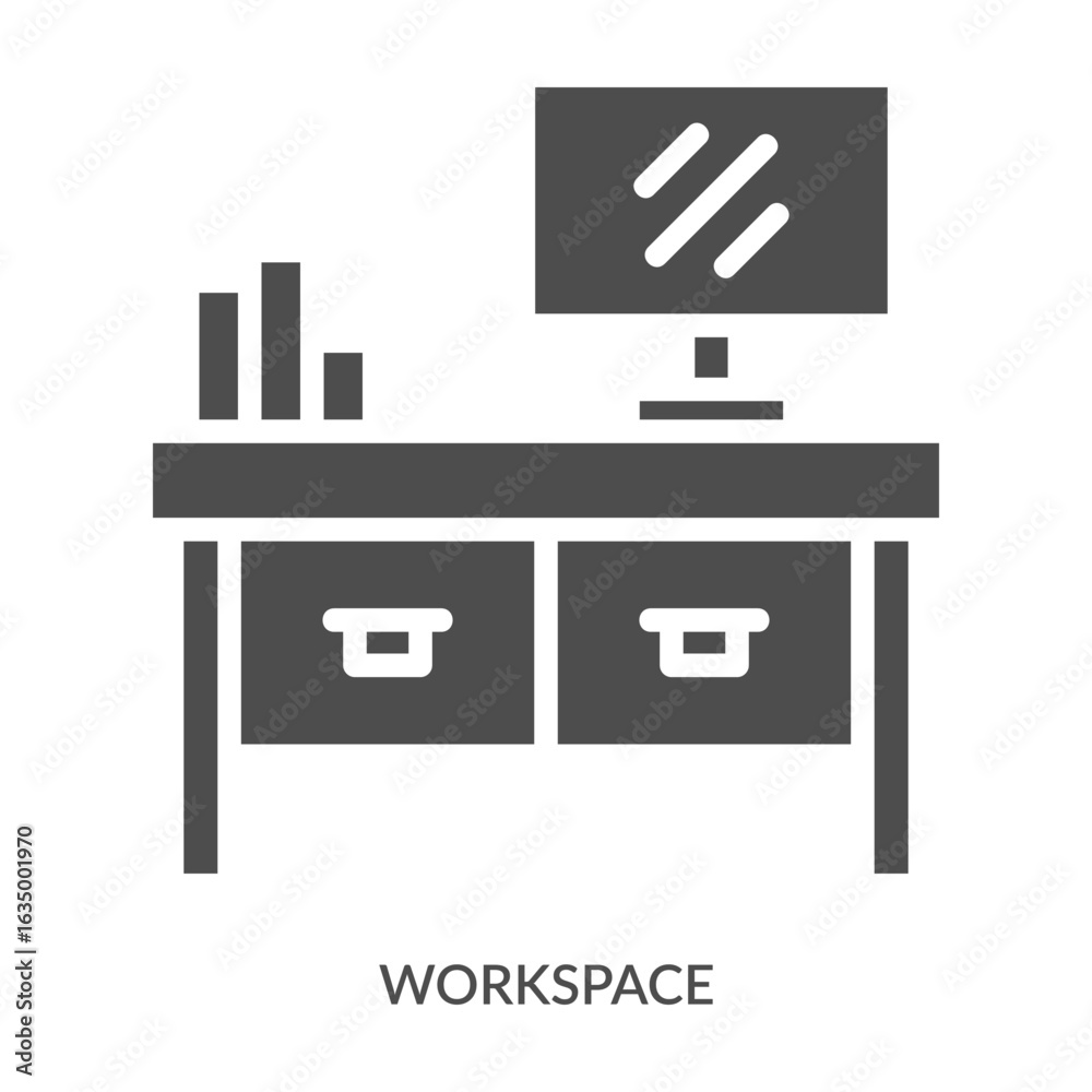 Fototapeta premium Workspace Icon Line Style. Design Vector Illustration