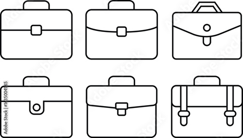 Briefcase icon set. Business essentials logo icon vector for marketing use, isolated on transparent background. Classic work bag for office and management. Vector illustration.