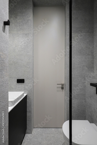 Interior door in the shower room interior