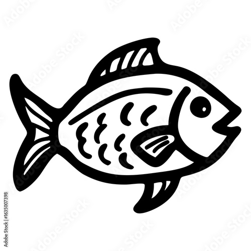 Fish Icon, Doodle Style, simple design
