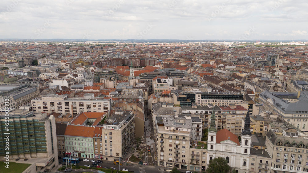Fototapeta premium Aerial photo of Budapest, Hungary. Beautiful architecture and busy city view from above