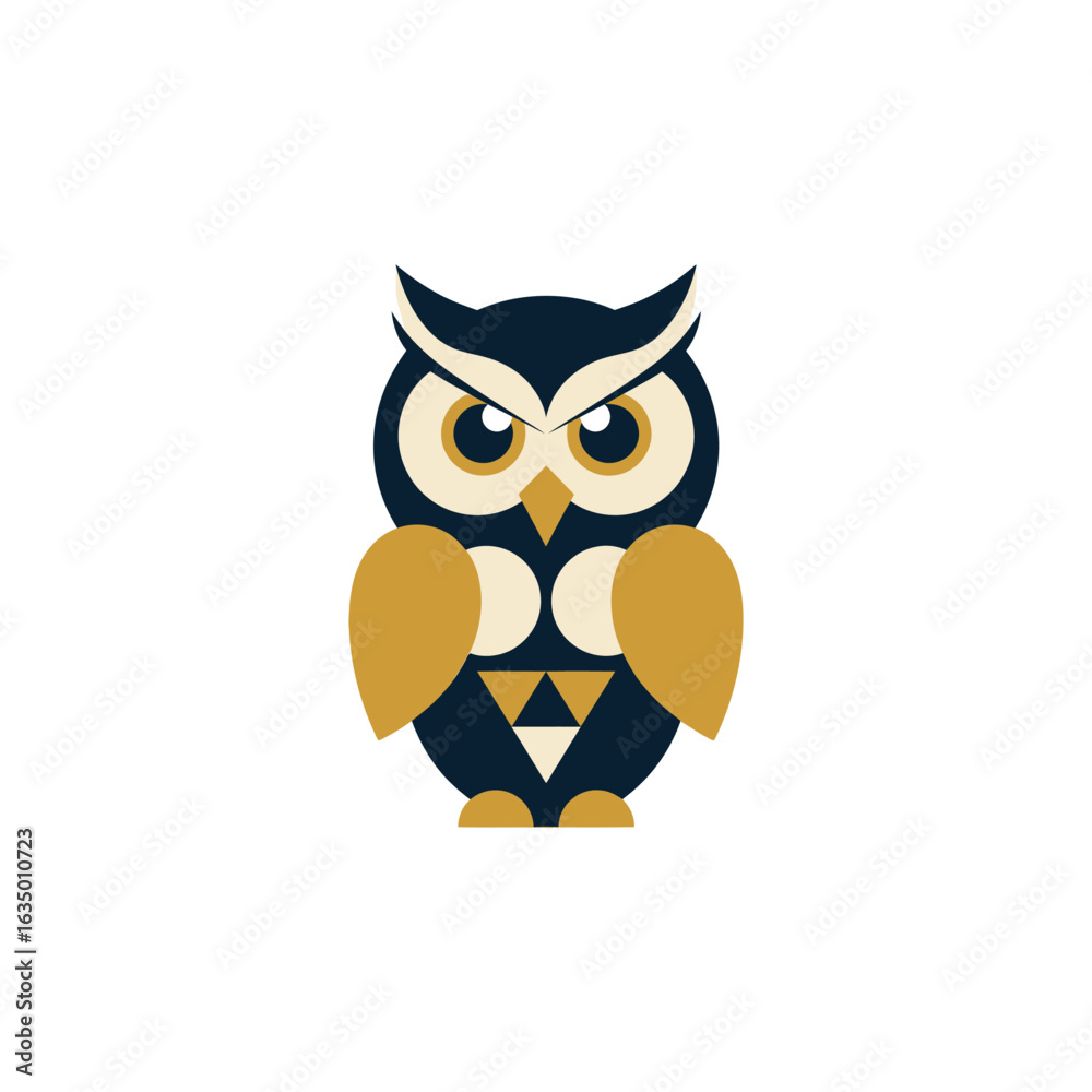 Fototapeta premium Geometric Style Cute Owl Bird Flat Vector Design