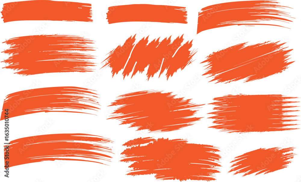 Obraz premium Abstract grunge brush stroke isolated. Editable vector Set of colorful brush strokes, lines, Brush stain. Grungy brushes collection. Vector black paint brush. Rectangle brush collection.