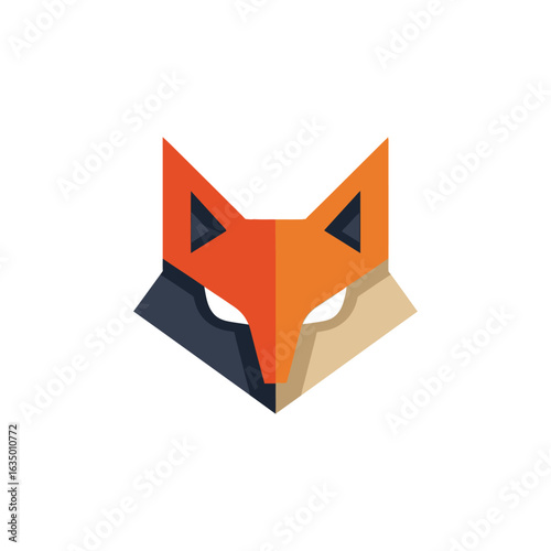 Free Download Modern Geometric Orange Fox Head Flat Design Minimalist Icon Graphic - GFXLoad